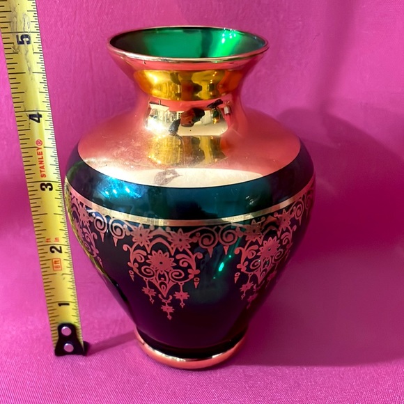 Murano Vecchia Vintage Hand-Blown Cobalt Glass Vase VR 24K Gold ITALY - W1098 - Picture 2 of 4